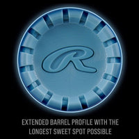 Blue circular object with a logo on a black background