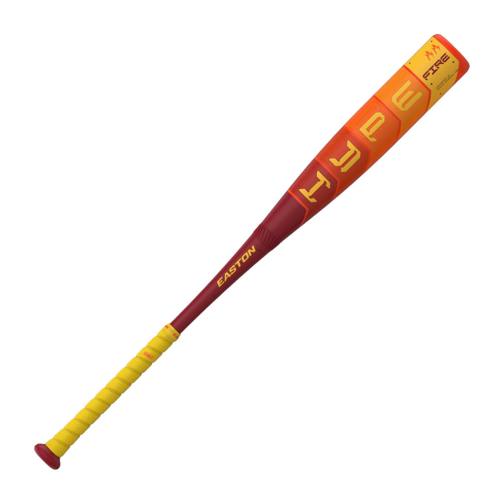 Baseball bat with orange and red design on a white background