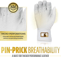 White-Gold Franklin Baseball Batting Gloves