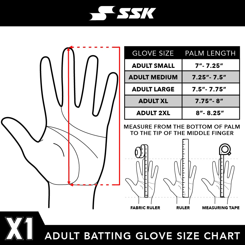 SSK X1 Color Rush Adult Baseball Batting Gloves