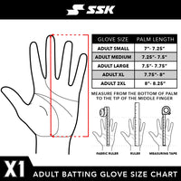 SSK X1 Color Rush Adult Baseball Batting Gloves