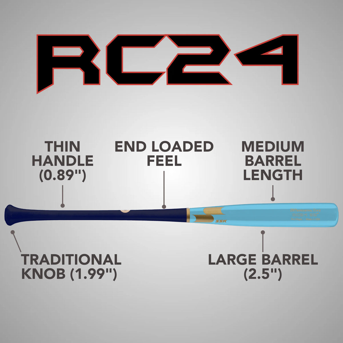 SSK Z9 Professional Edge RC24 Pro Maple Wood Baseball Bat