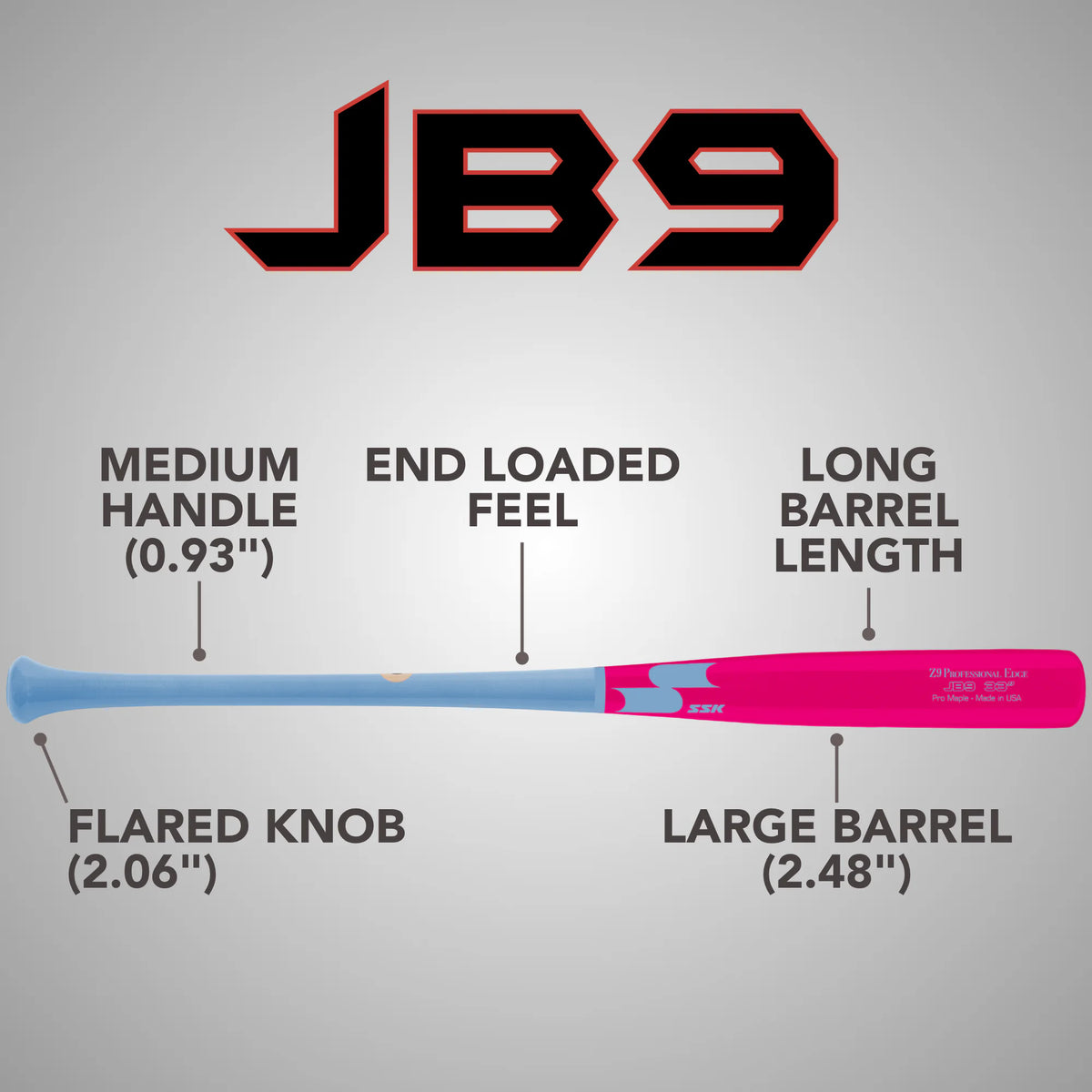 SSK Z9 Professional Edge JB9 Pro Maple Wood Baseball Bat