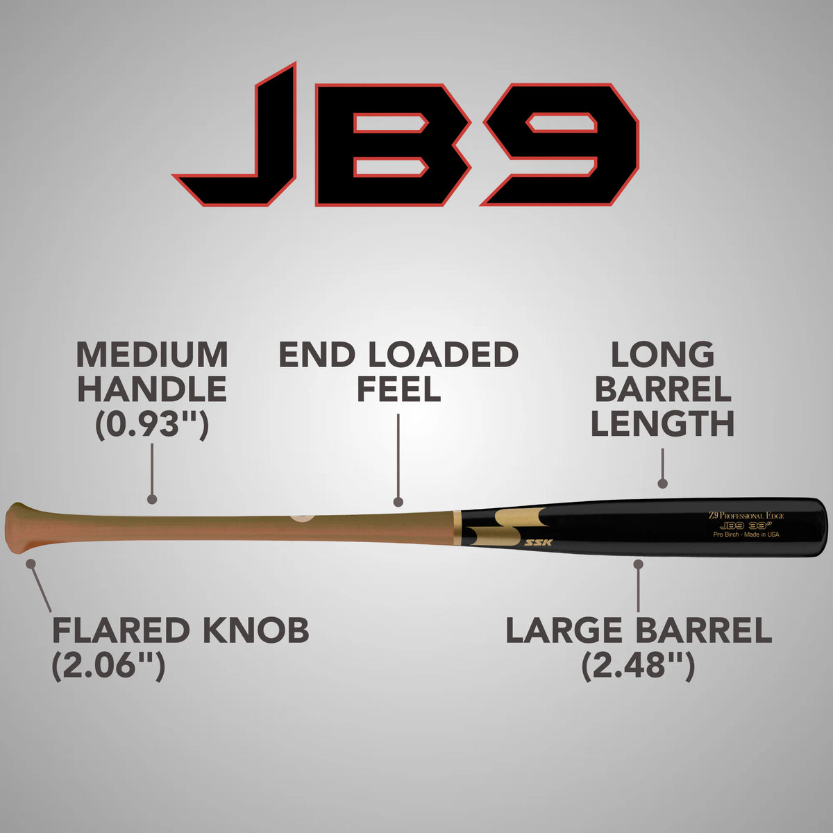 SSK Z9 Professional Edge JB9 Pro Birch Wood Baseball Bat