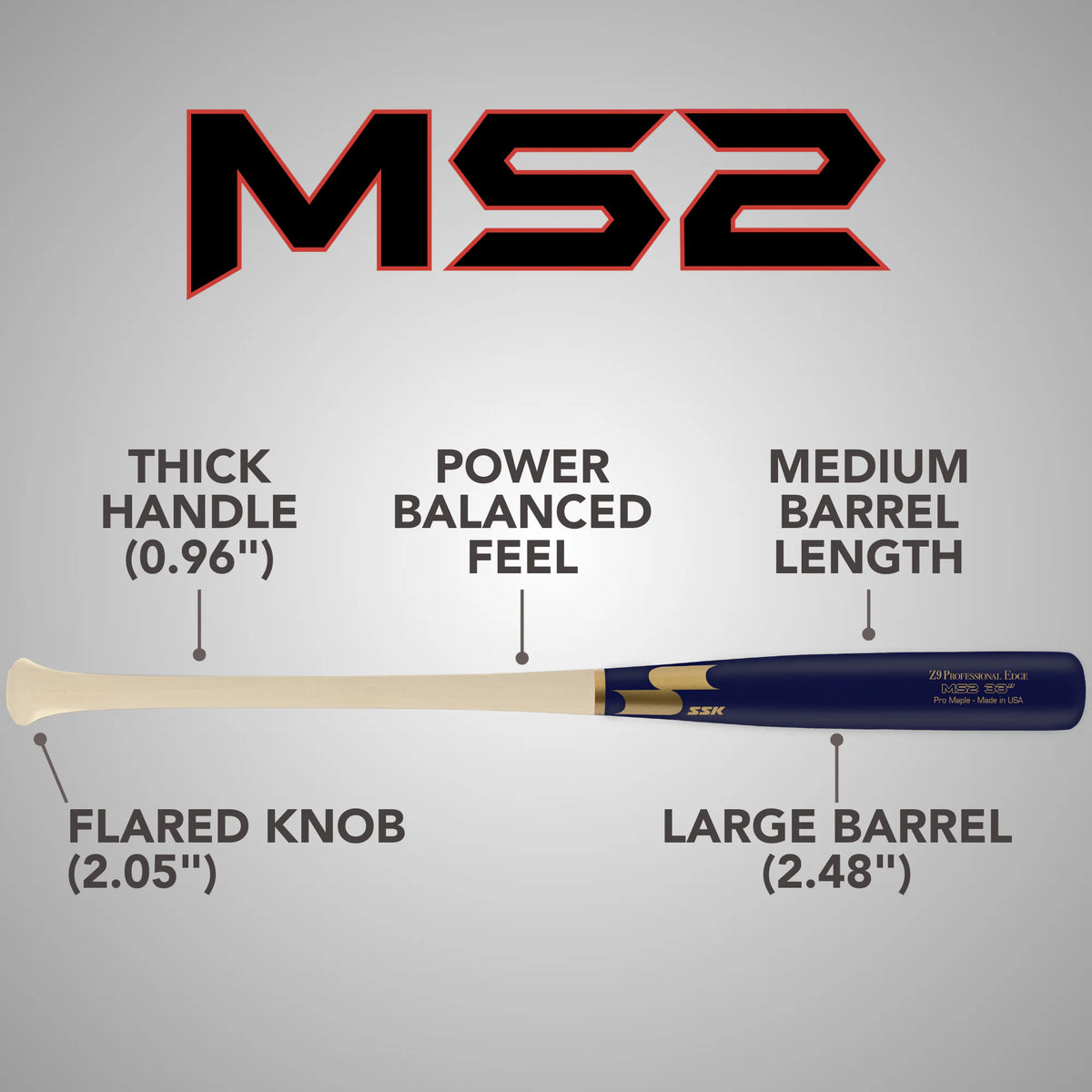SSK Z9 Professional Edge MS2 Pro Maple Wood Baseball Bat