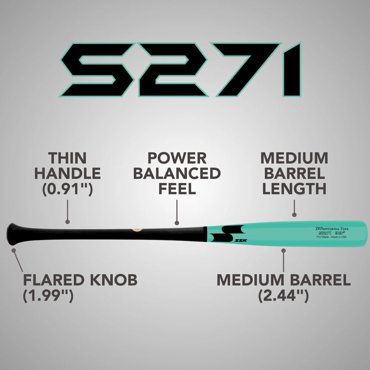 SSK Z9 Professional Edge S271 Pro Maple Wood Baseball Bat
