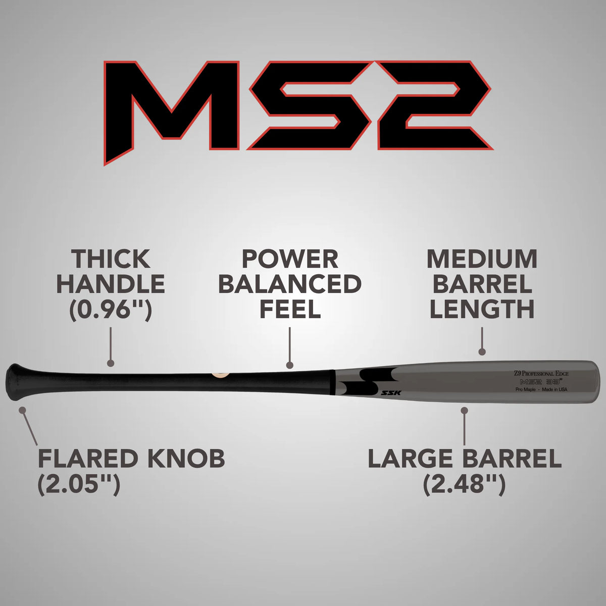 SSK Z9 Professional Edge MS2 Pro Maple Wood Baseball Bat