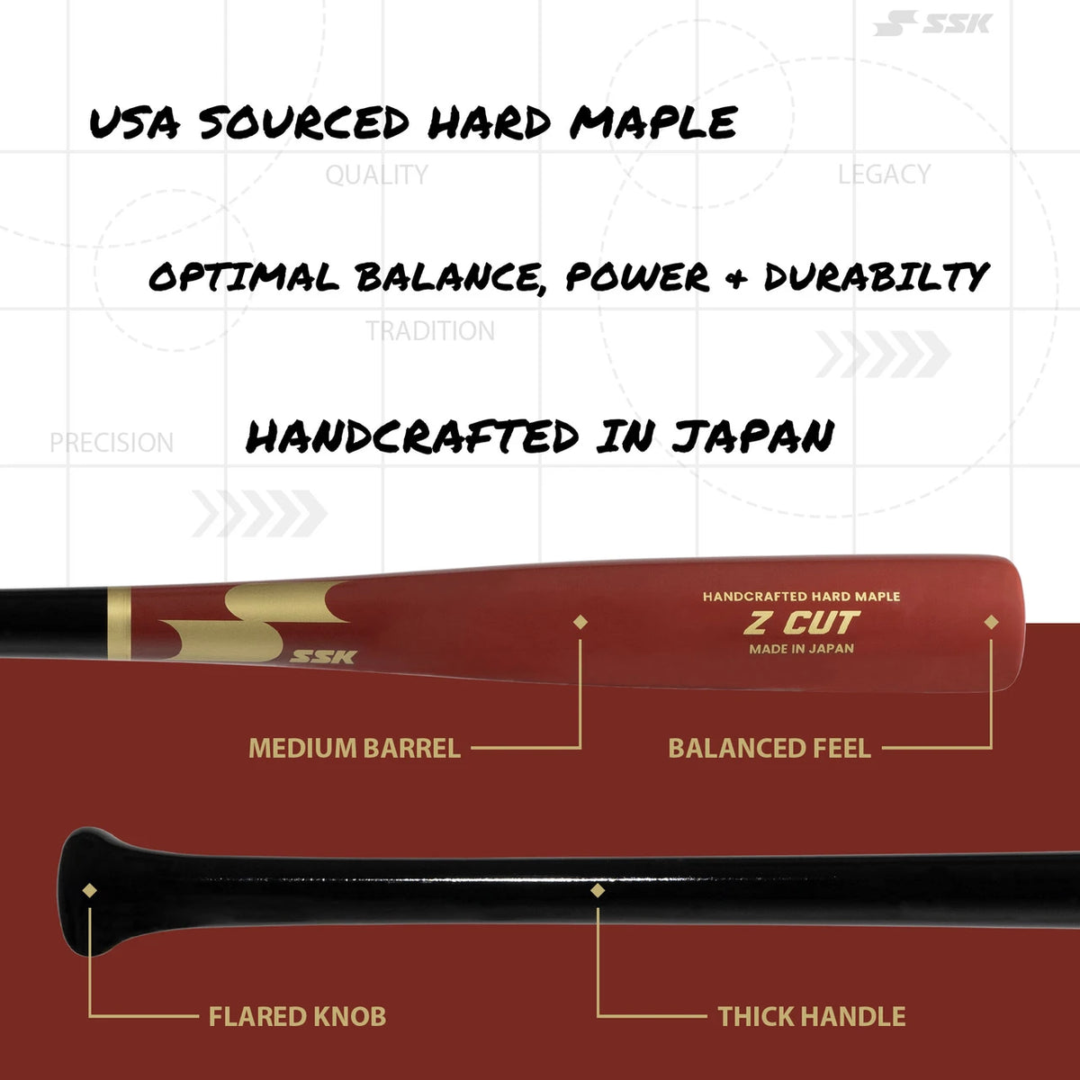 SSK Z Cut Maple Wood Baseball Bat